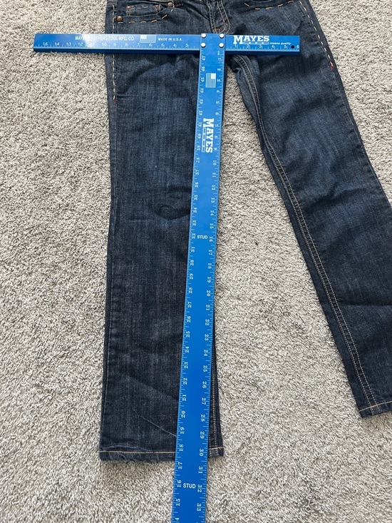 Nissi Juniors Dark Blue Straight-Leg Jeans Pocket Embroidery Hip Stitch -Size 11 - Picture 11 of 12